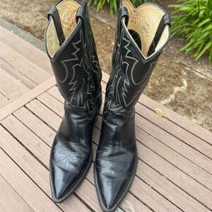 Justin Vintage Black Leather Cowboy Boots